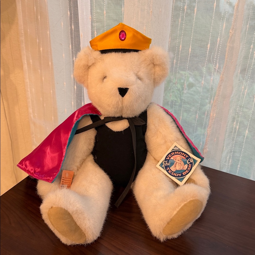Vermont Teddy Bear with Pink and Gold Cape